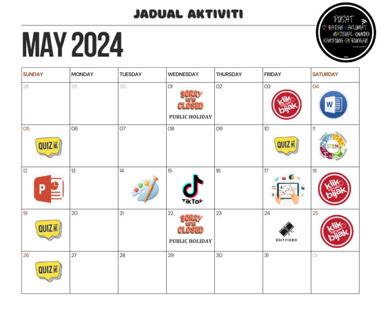 JADUAL BULAN MAY 2024